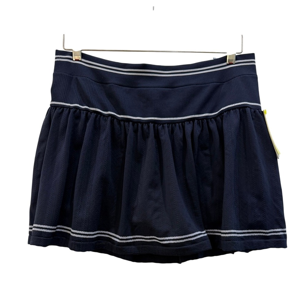 All in Motion Navy Blue Knit Skort High Rise Athletic Stripe Trim Large NEW